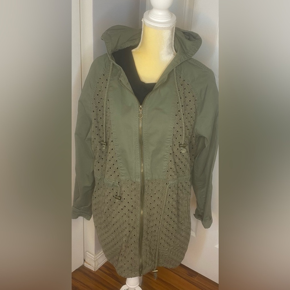 Bethany Mota Sage Green Eyelet Utility Jacket